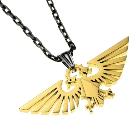 Starforged Warhammer 40000 Imperial Aquila WH40 Herrhalsband i Rostfritt Stål, Guldpläterat Hänge, Utan Ädelstenar