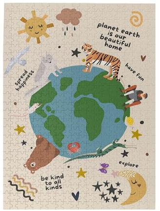 Animals Planet Earth Kids Print - Animals Nursery Print, Our World, Explore Earth, Love Beautiful Earth, Positivity, Kids Boho Bedroom Art,Jigsaw Puzzle 1000 puzzle pieces, puzzle enthusiasts