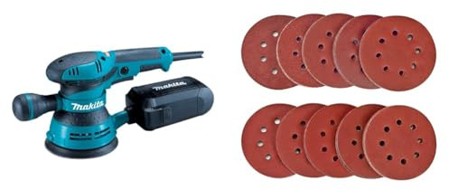 Ponceuse excentrique à variateur 300 W Ø 125 mm - MAKITA BO5041 & Disque de Ponçage 100pcs SPTA Disques Abrasifs 40/80/120/180/320/600/800/1000/1500/2000 Grain Taille