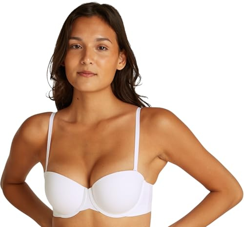 Calvin Klein Donna Reggiseno Senza Spalline Lightly Lined Elasticizzato, Bianco (White), 2B