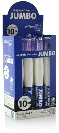 office box Jumbo Lot de 12 correcteurs d'encre liquide à séchage express, pointe métallique douce et précise 10 ml