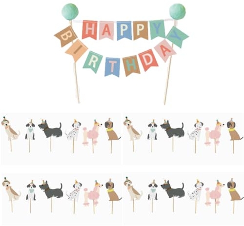 25 stycken söta hundkaka toppare hund cupcake dekoration hund födelsedag partytillbehör (dog)