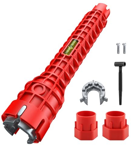 NUTSFLOW 8-in-1 Multifunctional Sink Wrench - ABS & Zinc Alloy Plumbing Tool for Faucet/Aerator/Pipe Repair, Extended Reach Design for Tight Spaces (Home/Hotel Use)