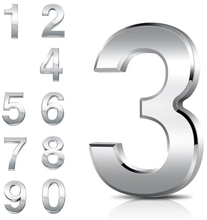 Numeri civici da 0 a 9, adesivi 3D cromati, 7,6 cm, impermeabili, autoadesivi, cromati, elettrolitici, per caselle postali, camere d'albergo, indirizzi e cancelli (3))