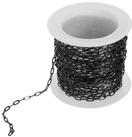 SOIMISS Cadena de Seguridad de Plástico Negro 5 Mm X 20 Mm, 5 Metros Resistente Intemperie para Control de Multitudes, Barrera de Cadena para Estacionamiento y Obras de Construcción