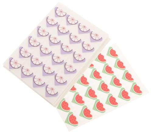 WRITWAA Pegatinas Autoadhesivas para Esquinas de Fotos, 10 Unidades de Papel Diseño de Frutas (sandía y Mangostán Púrpura), para Álbumes de Recortes y Manualidades, Rincones Decorativos