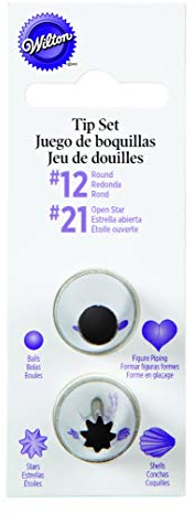 Wilton Beccucci in Acciaio Inox Set #012 e #021, Beccucci Sac a Poche, Piping Tip Riutilizzabile per Decorare Torte, Cupcake, Biscotti, Pasticcini - Set/2