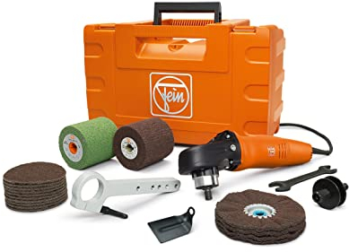 Fein Poliermaschiene WPO 14-25 E „EDELSTAHL-START-SET“ (1200 W, M14, Hochleistungsmotor, inkl. Zubehör) 72214950010, Schwarz / Orange