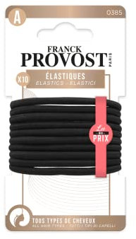 Franck Provost Mittlere Elastikbänder - 10 Stück, Schwarz, Gummi, Haargummi