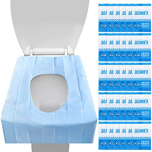 Einweg Toilettensitz Papier, Tragbare Toilettensitzpapier Pads Große Töpfchen Sitzbezüge Wasserdichte Einweg-Toilettenauflage für öffentliche Toiletten Flugzeug Hotel Camping Reise (30 Pcs)