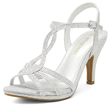DREAM PAIRS Women's Heeled Sandals Wedding Platform Sandal for Women, AMORE_3,Size 6,Sliver-2,AMORE_3
