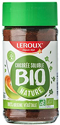 Leroux - ekologisk cikoria löslig natur - 100 % vegetabiliskt ursprung - ekologisk cikoria odlad i Frankrike - rik på fibrer, utan tillsatt socker - 100 g burk