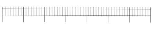 vidaXL Gartenzaun mit dekorativen Speerspitzen Schmuckzaun Metallzaun Zaun Zaunelemente Stahlzaun Gitterzaun Zaunfeld Tor Stahl 11,9x0,8m Schwarz