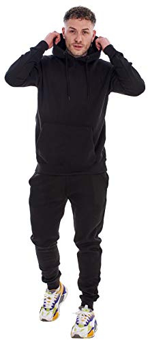 Malay Mens Hooded Plain Tracksuit Fleece Ribbed Cuff Sweatshirts Cotton Blend Joggers