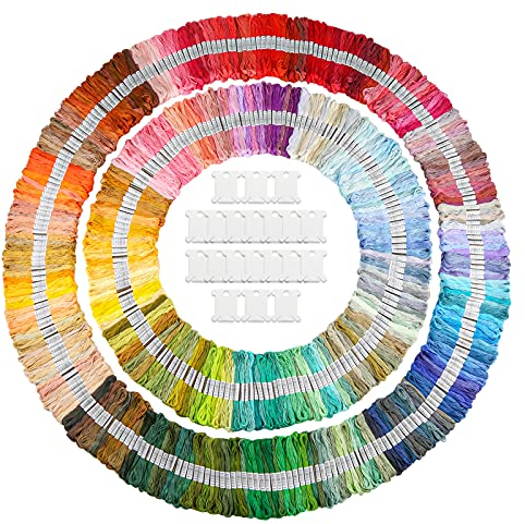 Caydo 447 Farben Stickgarn, Kreuzstichfäden mit 20 Stk Garnspulen für Freundschaftsarmbänder Kunst DIY Handwerk