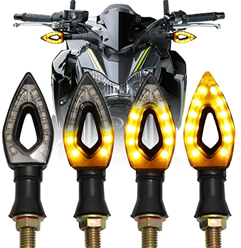 JMTBNO 4x Motorrad LED Mini Blinker E Geprüft Universal Seqeuntielle Blinker Vorne Hinten Mini Bernstein Licht Microblinker 12V für Street Bike Quad Roller E Scooter Moped Motorroller