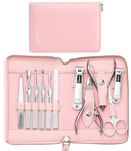 FAMILIFE Stainless Steel Manicure Set 11-in-1 Professional Nail Clipper Kit