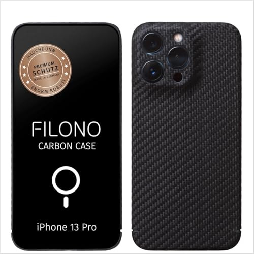 FILONO iPhone 13 Pro Carbon Hülle Ultra dünn | Made in Germany | kompatibel mit MagSafe | mit Kamera-Schutz