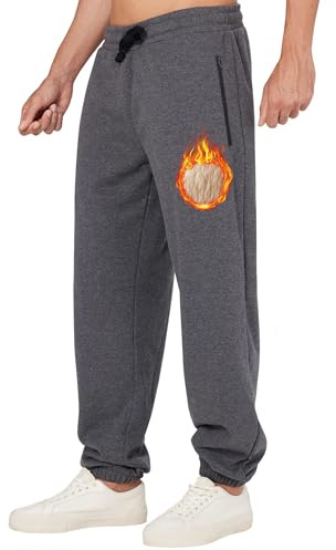 ineepor Pantaloni Tuta Uomo Invernali Pantaloni Termici Sportivi Uomo Felpata Pile Foderato Sherpa Joggers Pantaloni Larghi Baggy Cerniera Tasche Laterali