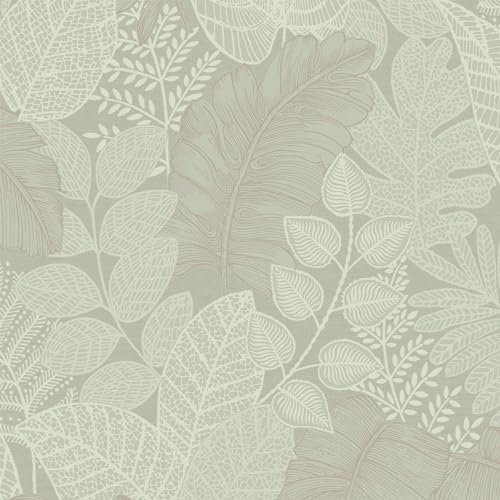 Superfresco Easy Scattered Leaves Floral Sage Green Wallpaper | Paste The Wall | White Leaves | Eco-Friendly