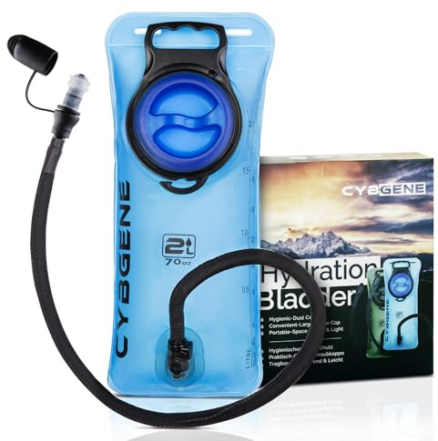 CybGene Sacca Acqua per Zaino, Sacca Idrica con Apertura Larga, Sacca Idratazione Portatile con Tubo Isolato per Bere, Anti Perdita, Adatta a Trekking, Campeggio, Bicicletta e Arrampicata (Blu, 2L)
