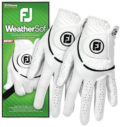 FootJoy WeatherSof Damen Golfhandschuh, Weiß, 2er-Pack