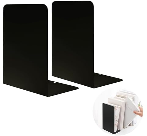 Serre-Livres,2 Pièces Presse Livre en Métal Rangement Cale Livre Antidérapants Serre Livres pour Étagère Bookend Supports pour Bureau Écoles Bibliothèque,Design Moderne