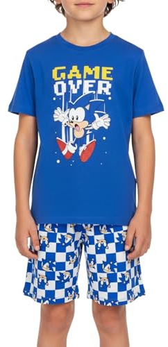 Sonic The Hedgehog Pigiama per Ragazzi, Set da 2 Pezzi Pigiama in Morbido Cotone Design Sonic Il Riccio Maglietta e Pantaloncini, Taglia 6 Anni | Blu
