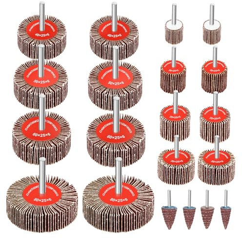 RISVOWO 20 Stück Fächerschleifer Set, Körnung 80, Lamellenschleifer, Kompatibel mit Elektrowerkzeugen, Bohrmaschine, Geradschleifer, Polieren, Schleifen, Entgraten