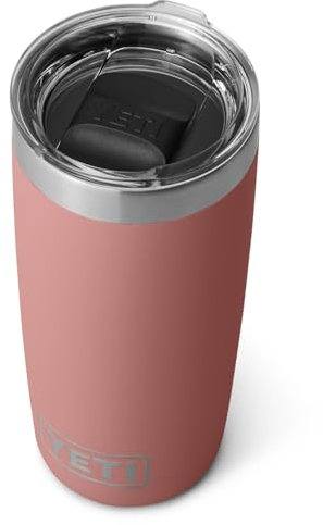 YETI Rambler 10 oz (295 ml) Tumbler with Removable Magslider Lid, Stainless Steel Vacuum Insulated Coffee Cup, Sandstone Pink