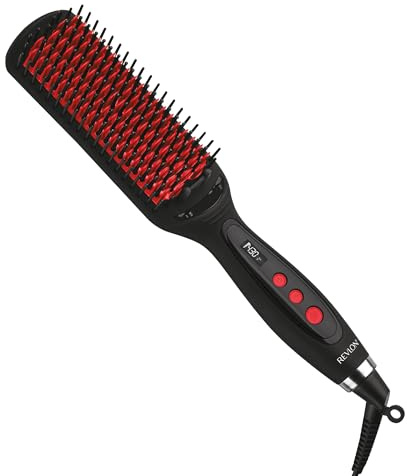 REVLON SmoothStay XL Hair Straightener - Heated Straightening Brush for Silky & Straight Long-Lasting Results, Locks in Moisture with Reduced Static & Frizz