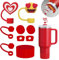 Stanley Becherzubehör-Set mit 6 auslaufsicheren Silikon-Stopper, 2 Strohhalm-Abdeckkappen für 9–10 mm Strohhalme, 1 Silikonstiefel für Stanley Cup Stanley 1,2 l und 850 ml Becher (Chili)