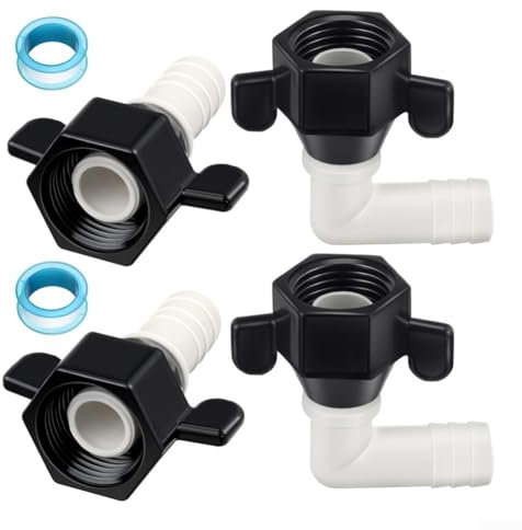 Ensemble de connecteur droit et adaptateur coudé pivotant, raccords de pompe à eau pour camping-car, avec ruban d'étanchéité fileté, compatible avec les pompes à eau (B)