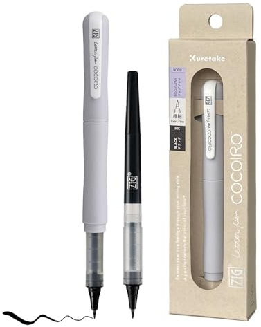 Kuretake ZIG Letter Pen COCOIRO Body with Black Ink Refill - flexibel extra fin borstspets - påfyllningsbar penselpenna för kalligrafi, handbokstäver, illustration - tillverkad i Japan (FOG GRAY