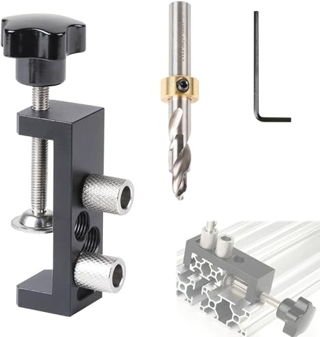 MIGUBIGU 3-delad aluminiumprofilstansanordning con M6 stegborr, aluminiumprofil hålstansare, borr för aluminiumprofiler, metallhåltång för 2020/2040/3030/3060/4040