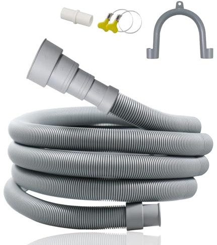 Ablaufschlauch Waschmaschine, 3 m Waschmaschinenschlauch Ø 20-38 mm Ablaufschlauch Verlängerung Zuschneidbar mit Schlauchverbinder Schlauchklemmen U Halterung für Waschmaschine Geschirrspüler