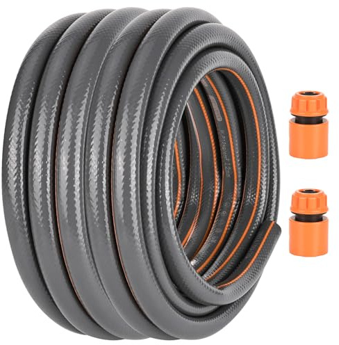 Manguera de jardín de 10 m, manguera de agua para jardín, 1/2 pulgadas, flexible, 4 capas, resistente a las heladas, resistente a los rayos UV, manguera de riego, protección contra torceduras
