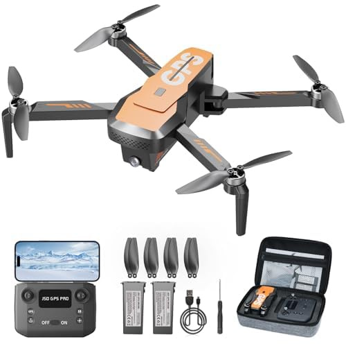 Drones with Camera for Adults 4K - GPS Drone with Auto Return, Brushless Motor, Foldable Mini RC Quadcopter for Kids Beginners with FPV Live Video, Follow Me, 2 Batteries Long Flight Time Under 249g