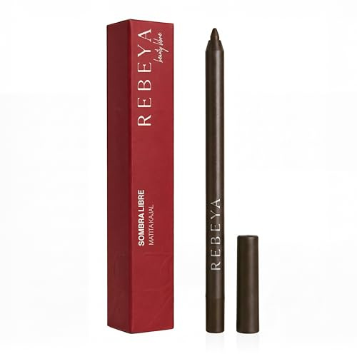 REBEYA Lapiz Occhi Kajal Sombra Libre Waterproof Marrón- Delineador de Ojos Marrón Ultra Mate, Eyeliner Difuminable para Línea Interior, Larga Duración Ojos Sensibles