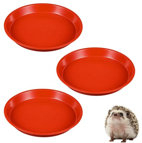Hedgehog Feeding Station 3 Pack, 14 cm Red Hedgehog Water Bowl