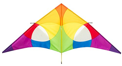 HQ Design - Delta XL ab 2m Flugdrachen Einleiner für Kinder und Erwachsene Drachen zum steigen Lassen wenig Wind ab 10 Jahre, mit oder ohne Polyesterschnur, ab 1 Bft. (Rainbow 3m)