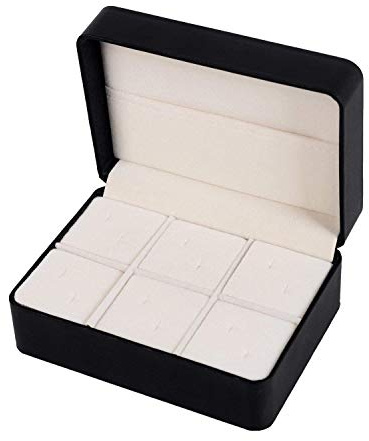 Salutto PU Box Cufflinks Tie Clip Brooch Lapel Storage Case Box Boutique Black