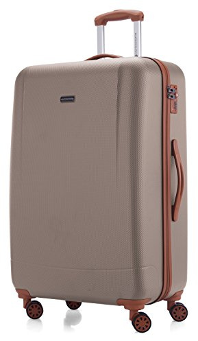 HAUPTSTADTKOFFER - Wannsee - Valise Rigide Grande Bagage Trolley 4 Roues- TSA- 77 cm- 94 litres- Champagne/Marron