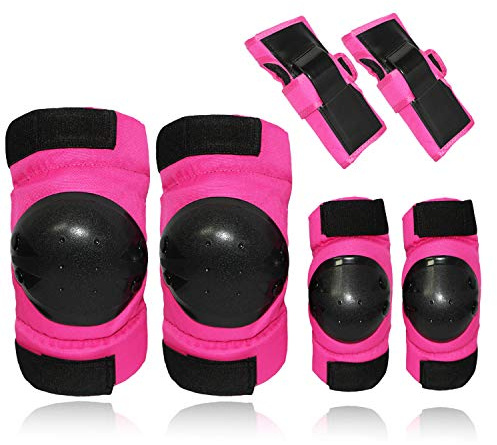 XHCDTOP Protektoren Set - Profi Schutzausrüstung für Kinder, Maedchen Princess Knie und Ellenbogenschoner Set/Rosa