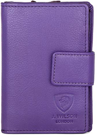 J. Wilson London Ladies RFID Protection Real Leather Purse Card Women Wallet Zip Coin Pocket