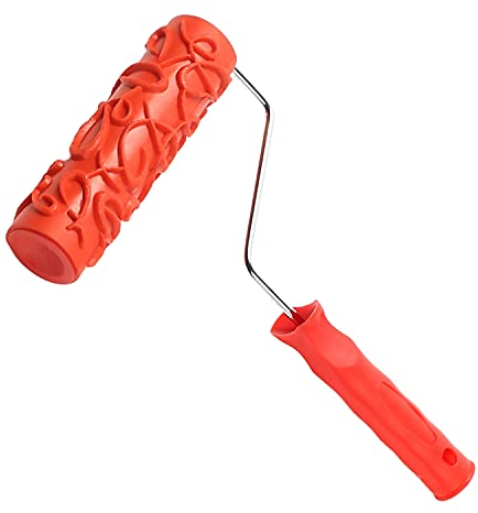 Utoolmart Home-Wand-Gummi-Farbroller, 175 mm, gemusterte Farbrolle für Wanddekoration, Rissmuster, Malwalze, EG100T Holzmaserung, Malwalze, mit rotem Kunststoffgriff, 1 Stück