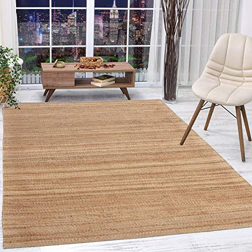 Antep Rugs Natural 8x10 Indoor Hand Woven Fiber Jute Area Rug (Natural, 7'10 x 10')
