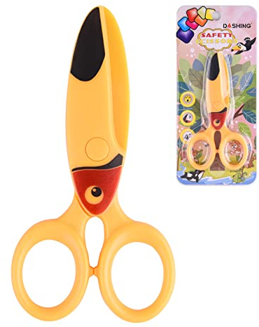 ASTARON Kinderschere für Kunsthandwerk, Niedliche Tukan Vogel Sicherheitsschere für Vorschulkinder, Papierschere, Bastelschere aus Kunststoff für Schule und Scrapbooking, 3 Styles Options