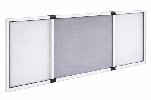 Virsus Zanzariera Estensibile con telaio in alluminio Grigio 8827, spazzolino di chiusura, per finestre balconi con guida per tapparelle persiane avvolgibili, rete Anti Zanzare e insetti (70x100 cm)