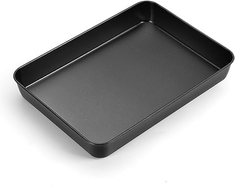 TEAMFAR Backblech, Edelstahl Rechteckigies Backform Auflaufform mit Antihaftbeschichtung, Tiefes Kuchenblech Fettpfanne für Kuchen/Lasagne/Brownie, 31,6x24,7x4,8cm, Ofenfest & Leicht zu Reinigen